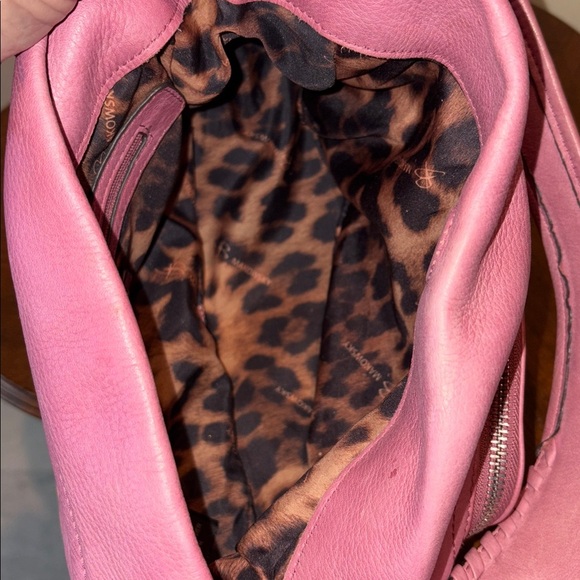 B Makowsky shoulder bag satchel smooth leather faded rose whip stitch strap - Picture 15 of 17